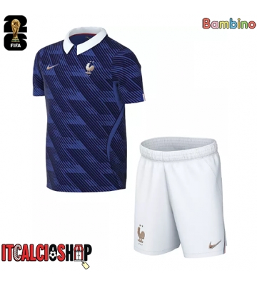 Francia Prima Maglia Bambino Mondiali 2026 Manica Corta (+ Pantaloni corti)